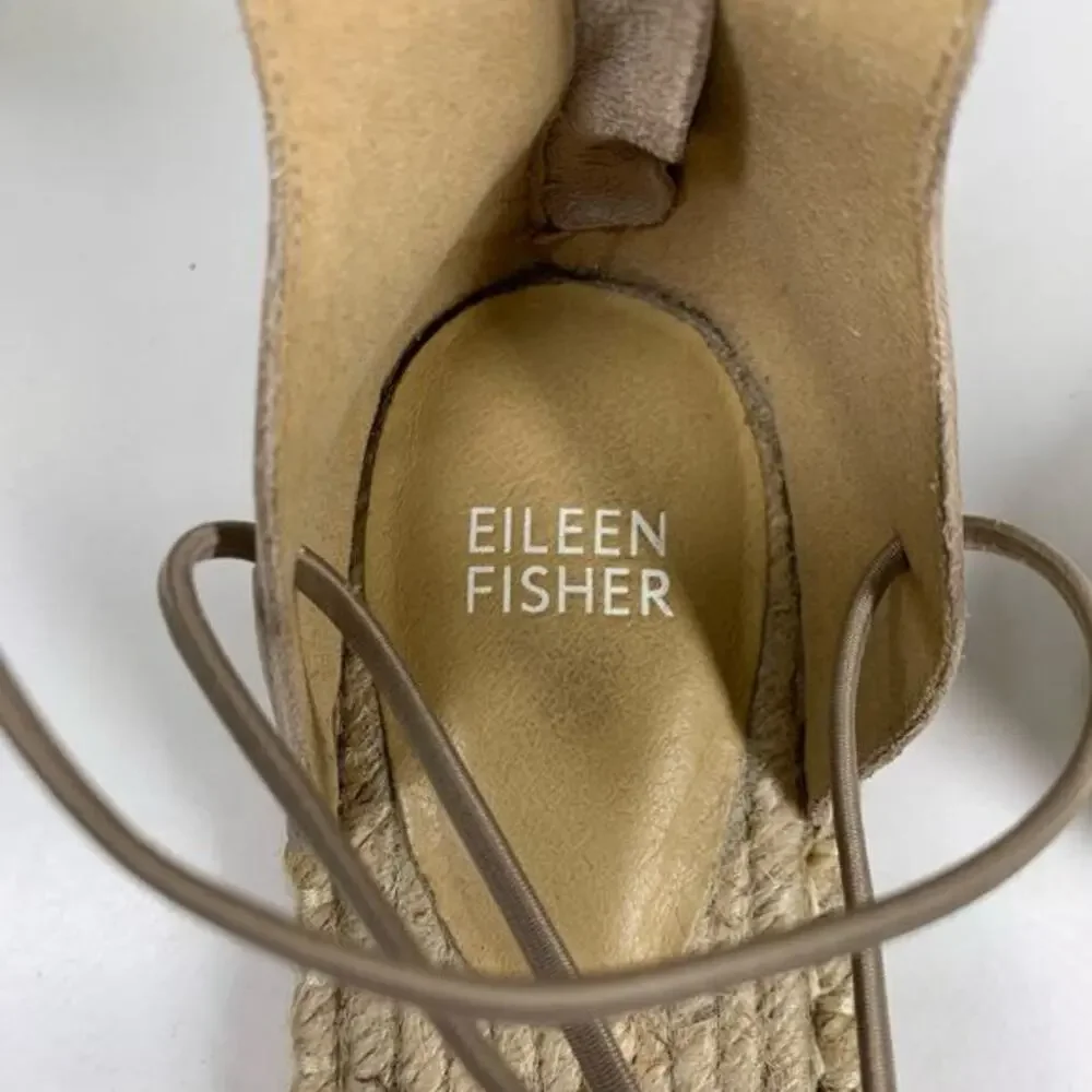EILEEN FISHER Tan Nubuck‎ Lace-Up Espadrille Sandals Size 8.5